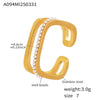 Wholesale Unisex Geometric Titanium Steel And Zircon Goldplated Doublelayer Opening Ring Hand Jewelry