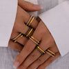 Wholesale Unisex Geometric Titanium Steel And Zircon Goldplated Doublelayer Opening Ring Hand Jewelry