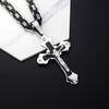 Wholesale Unisex Geometric Titanium Steel Cross Pendant Necklace With Cuban Chain And Polish Finish