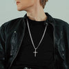 Wholesale Unisex Geometric Titanium Steel Cross Pendant Necklace With Polish Finish And Cuban Chain