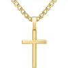 Wholesale Unisex Geometric Titanium Steel Cross Pendant Necklace With Polish Finish And Cuban Chain
