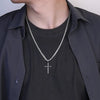 Wholesale Unisex Geometric Titanium Steel Cross Pendant Necklace With Polish Finish And Cuban Chain