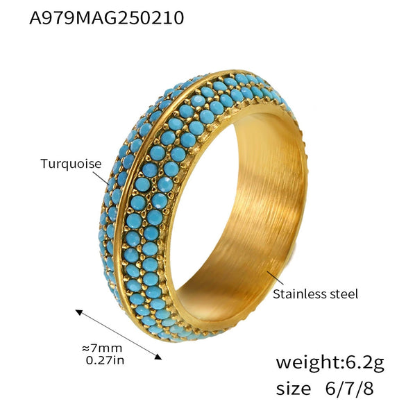 Wholesale Unisex Geometric Titanium Steel Electroplated Ferris Wheel Full Diamond Inlaid 5A Zircon Ring