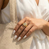 Wholesale Unisex Geometric Titanium Steel Electroplated 18K Gold Inlaid With Zircon Ring Accessories