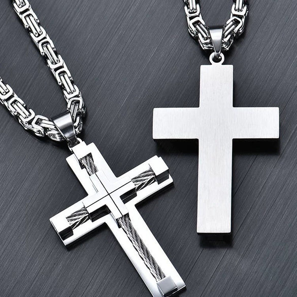 Wholesale Unisex Geometric Titanium Steel Electroplated Necklace With String Of Pearls Chain