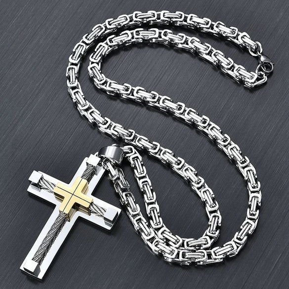 Wholesale Unisex Geometric Titanium Steel Electroplated Necklace With String Of Pearls Chain