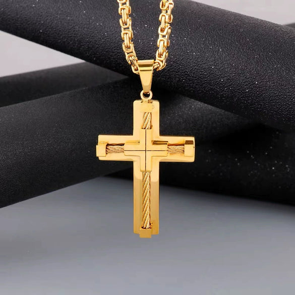 Wholesale Unisex Geometric Titanium Steel Electroplated Necklace With String Of Pearls Chain