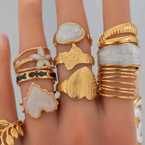 Wholesale Unisex Geometric Titanium Steel Electroplated Ring