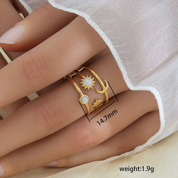 Wholesale Unisex Geometric Titanium Steel Electroplated Ring