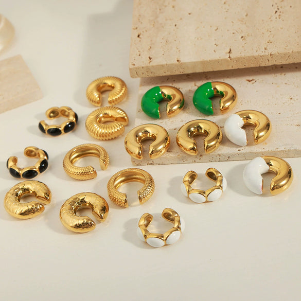 Wholesale Unisex Geometric Titanium Steel Goldplated Ushaped Ear Clip Jewelry