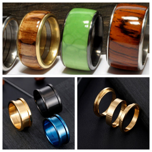 Wholesale Unisex Geometric Titanium Steel Handmade Ring With Polishing Process And Empty Holder Accessories