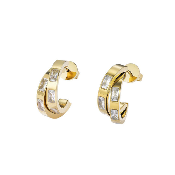 Wholesale Unisex Geometric Titanium Steel 14K Electroplated Cshaped Luxury Earrings