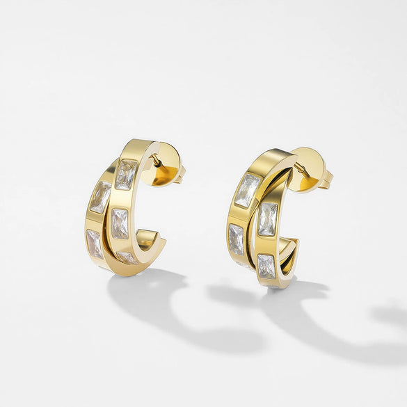 Wholesale Unisex Geometric Titanium Steel 14K Electroplated Cshaped Luxury Earrings