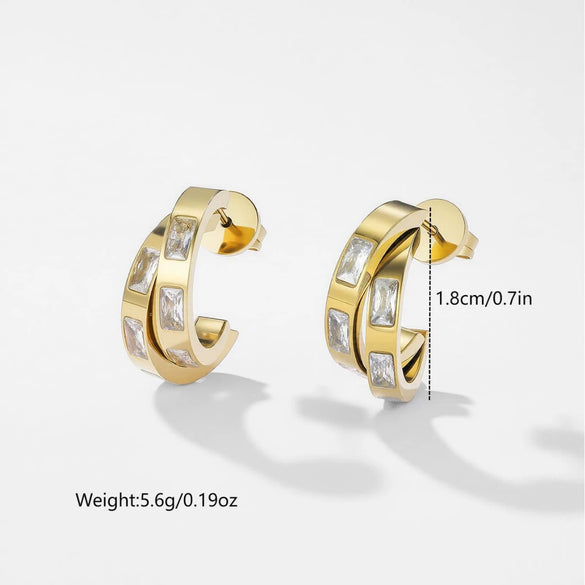Wholesale Unisex Geometric Titanium Steel 14K Electroplated Cshaped Luxury Earrings