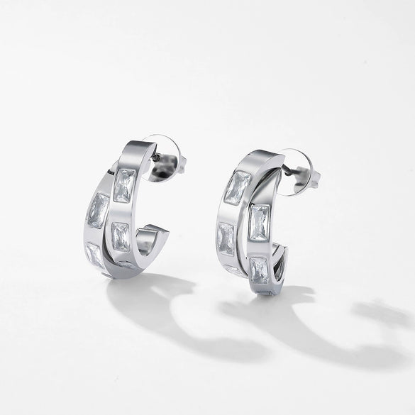 Wholesale Unisex Geometric Titanium Steel 14K Electroplated Cshaped Luxury Earrings
