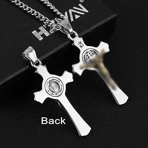 Wholesale Unisex Geometric Titanium Steel Necklace With Polish Cross Pendant And String Of Pearls Chain