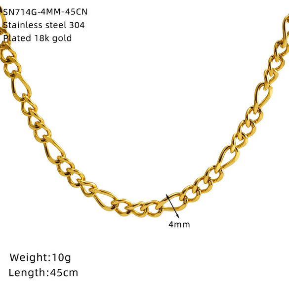 Wholesale Unisex Geometric Titanium Steel Nk Chain Necklace With Electroplating
