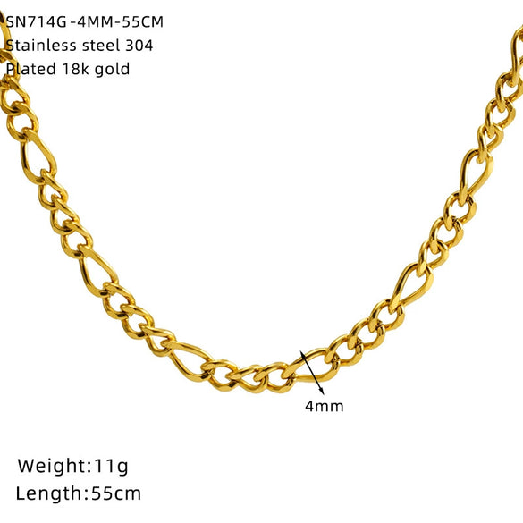 Wholesale Unisex Geometric Titanium Steel Nk Chain Necklace With Electroplating