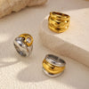 Wholesale Unisex Geometric Titanium Steel Ring With Pvd Furnace Vacuum Real Gold Plating