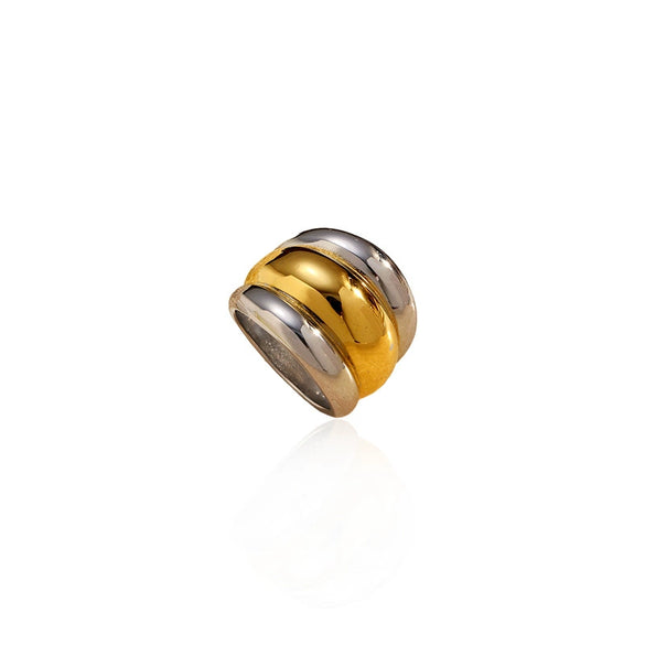 Wholesale Unisex Geometric Titanium Steel Ring With Pvd Furnace Vacuum Real Gold Plating