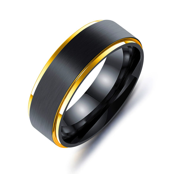 Wholesale Unisex Geometric Titanium Steel Twocolor Ring With Lasha Plating