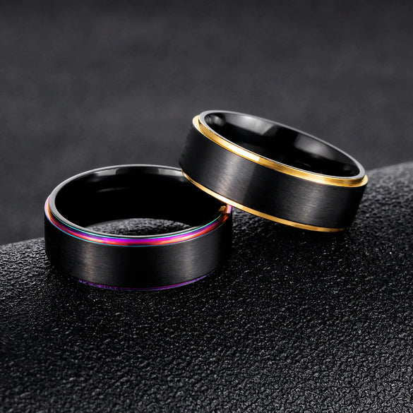 Wholesale Unisex Geometric Titanium Steel Twocolor Ring With Lasha Plating