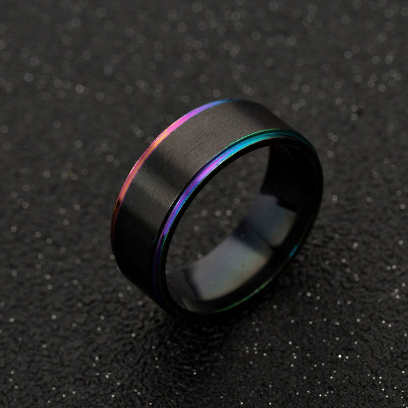 Wholesale Unisex Geometric Titanium Steel Twocolor Ring With Lasha Plating