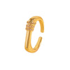 Wholesale Unisex Geometric Ushaped Copper Ring With Microinlaid Threelayer Zircon And Electroplating