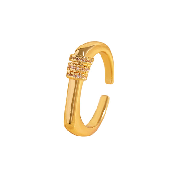 Wholesale Unisex Geometric Ushaped Copper Ring With Microinlaid Threelayer Zircon And Electroplating