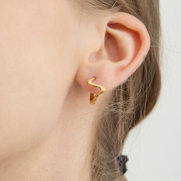 Wholesale Unisex Geometric Wave Stainless Steel Electroplated Earrings With Irregular Simple Niche Design Nonfading