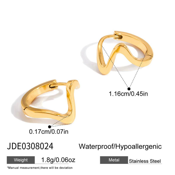Wholesale Unisex Geometric Wave Stainless Steel Electroplated Earrings With Irregular Simple Niche Design Nonfading