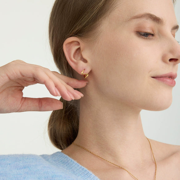 Wholesale Unisex Geometric Wave Stainless Steel Electroplated Earrings With Irregular Simple Niche Design Nonfading