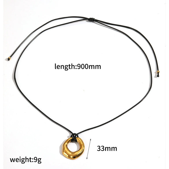 Wholesale Unisex Geometric Wax Rope Stainless Steel Necklace With Pvd Furnace Vacuum Real Gold Plating