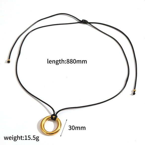 Wholesale Unisex Geometric Wax Rope Stainless Steel Necklace With Pvd Furnace Vacuum Real Gold Plating