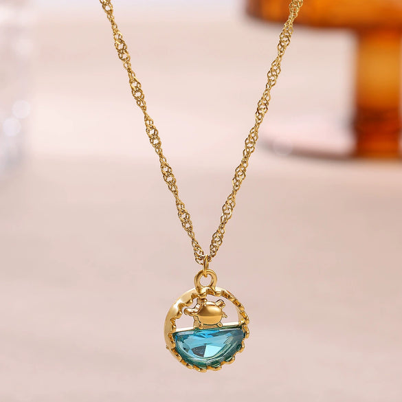 Wholesale Unisex Gold Electroplated Stainless Steel Dolphin Sunflower Cross Chain Retro Clavicle Necklace