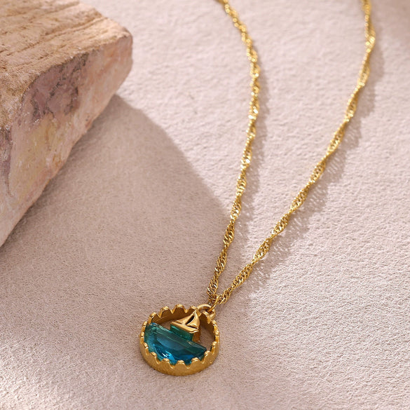Wholesale Unisex Gold Electroplated Stainless Steel Dolphin Sunflower Cross Chain Retro Clavicle Necklace