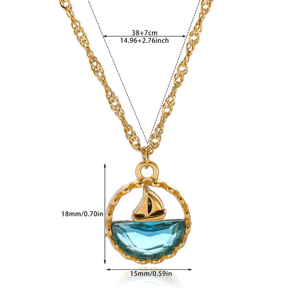 Wholesale Unisex Gold Electroplated Stainless Steel Dolphin Sunflower Cross Chain Retro Clavicle Necklace