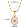 Wholesale Unisex Gold Electroplated Stainless Steel Scallop Inlaid Oval Cross Chain Necklace With White Enamel