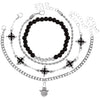Wholesale Unisex Gold Plated Geometric Iron Retro Cross Multilayered Beaded Bracelet Hiphop Punk Style Jewelry Accessories
