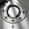 Wholesale Unisex Gold Plated Geometric Iron Retro Cross Multilayered Beaded Bracelet Hiphop Punk Style Jewelry Accessories