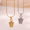 Wholesale Unisex Gold Plated Stainless Steel Rope Chain Necklace With Diamond Turtle Pendant Marine Series High End Jewelry