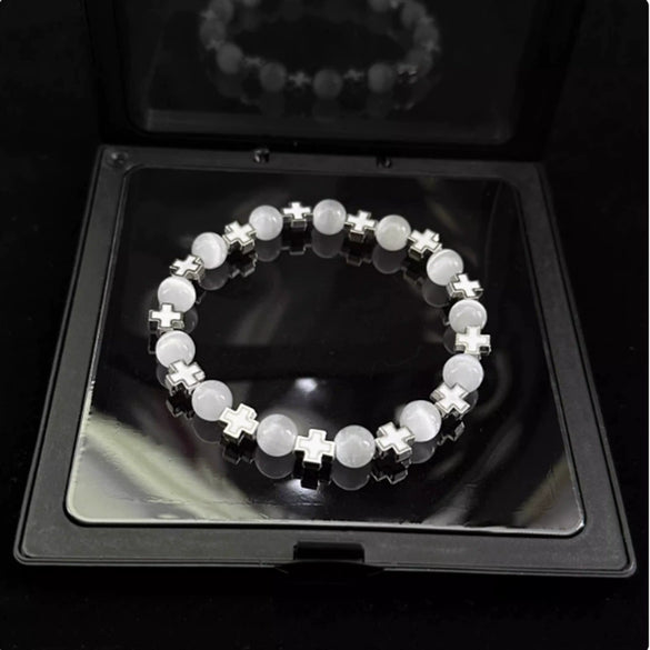 Wholesale Unisex Handmade Black Onyx Cat's Eye Stretch Bracelet