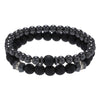 Wholesale Unisex Handmade Geometric Black Frosted Copper Bead Bracelet Accessories