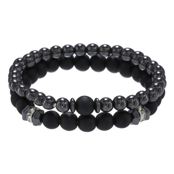 Wholesale Unisex Handmade Geometric Black Frosted Copper Bead Bracelet Accessories