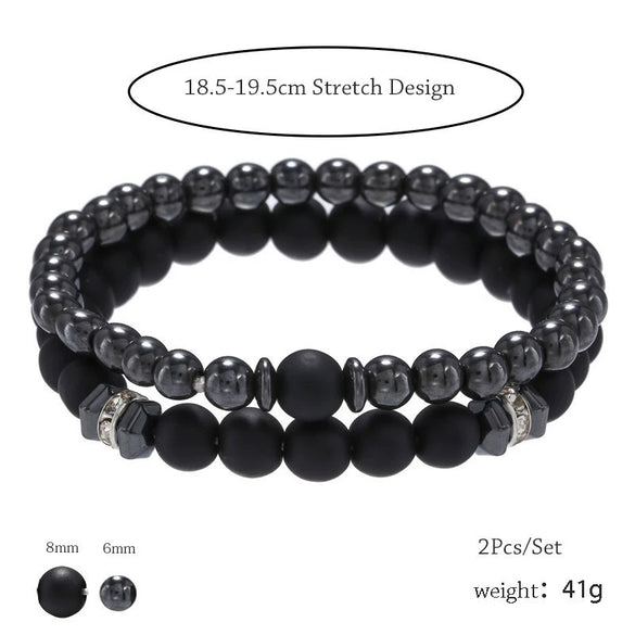 Wholesale Unisex Handmade Geometric Black Frosted Copper Bead Bracelet Accessories
