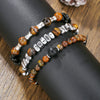 Wholesale Unisex Handmade Geometric Elastic Beaded Bracelet With Tiger Eye Stone Black Gallstone Alloy Stainless Steel