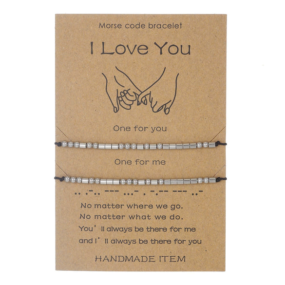 Wholesale Unisex Handmade Geometric Stainless Steel Woven Bead Bracelet For Family Friends