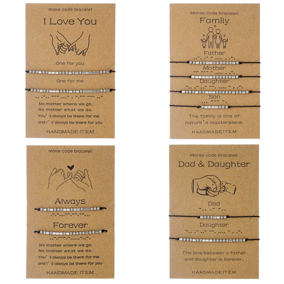 Wholesale Unisex Handmade Geometric Stainless Steel Woven Bead Bracelet For Family Friends