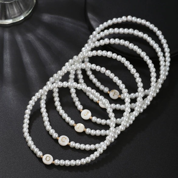 Wholesale Unisex Handmade Imitation Pearl Bracelet With Letters Numbers Text