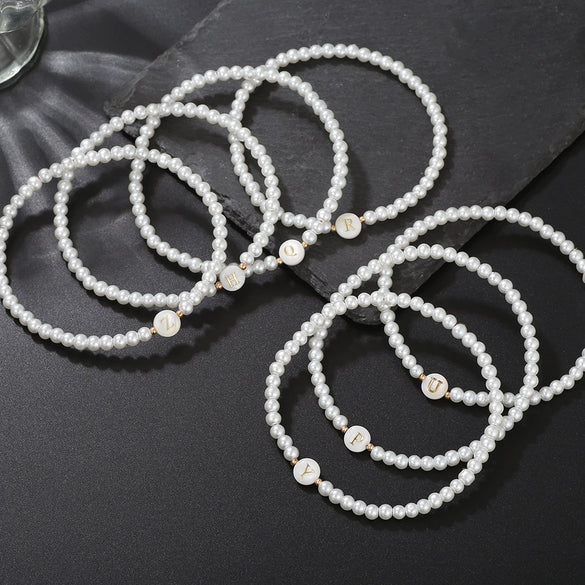 Wholesale Unisex Handmade Imitation Pearl Bracelet With Letters Numbers Text